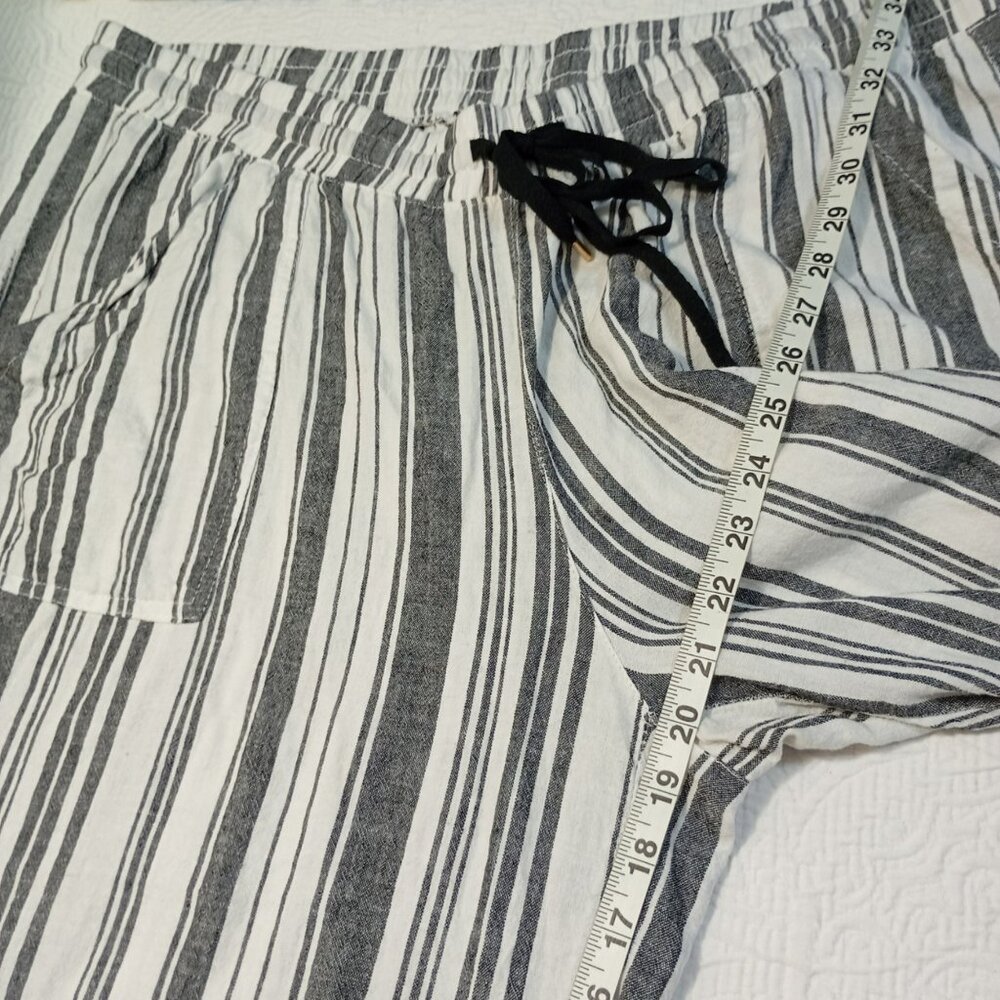 Land N Sea Cropped Pants Linen Blend  Size 2X Striped Drawstring Waist Women’s - Picture 7 of 8